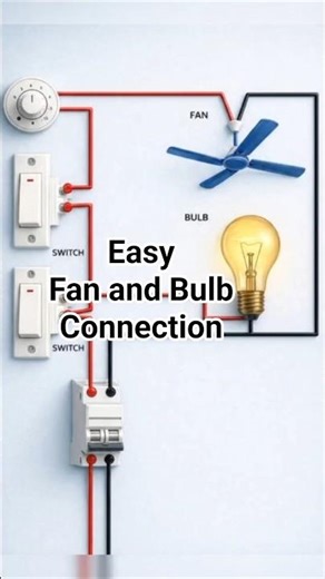 Fan aur Bulb Wiring Diagram – Simple aur Safe Home Electrical Connection ⚡#shorts #electrical