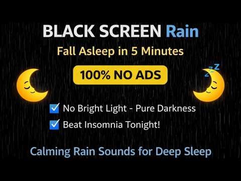 Heavy Rain Black Screen 🌧️ 12 Hours Deep Sleep Rain Sounds (No Thunder)