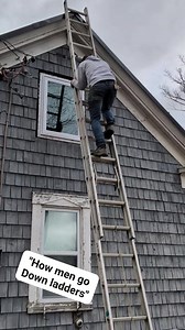 330K views · 738 reactions | This is actually the only way to go down ladders in this day and age! Doing work like this is about being quick and effective. Home improvement project DIY tips and tricks for you!! #carpentrytips #construction #contractor #roofing #tipsandtricks #HomeImprovement #carpentry #concrete #tools #builder | Your Favorite Contractor | Facebook