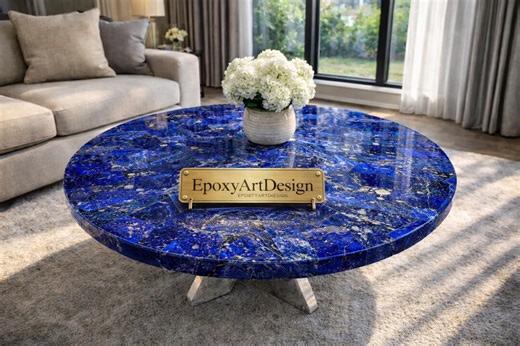 High-end Living Room Coffee Table Made From Natural Lapis Lazuli Inlay Marble With Designer Furniture - Etsy