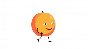Peach cartoon character walking. Looped animation with alpha channel.