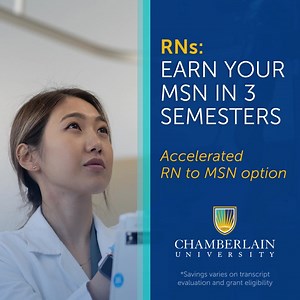 Earn your Master of Science in Nursing at Chamberlain in as few as 1.5 semesters with the Accelerated MSN. All courses are online & no GRE is required. | Chamberlain University