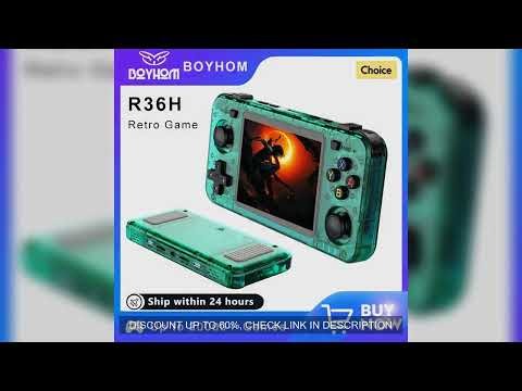 BOYHOM Green R36H Retro Video Game Console 3.5‘’ IPS Screen RK3326 3000 mAh Open Linux System Portab