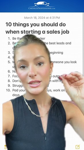 10 things you should know when starting a sales job. * Source Shelby Sapp * #salestraining #salespersontips #salescareer | Car Sales Professional