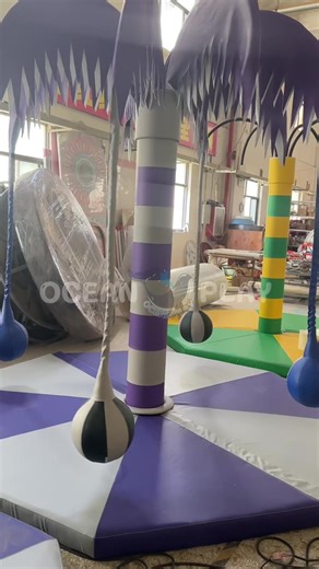 This purple coconut tree soft carousel for children, with its unique tropical design, brings a wonderful play experience to kids. The soft, comfortable material is safe, and the coconut tree shape is full of exotic charm; each spin feels like stepping onto a mysterious tropical island. It's not only a highlight of the children's playground but also a great companion for parent-child interaction, allowing children to improve their coordination and unleash their boundless energy amidst laughter an
