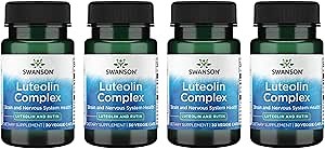 Swanson Luteolin Complex w/Rutin - Brain Support Supplement Promoting Memory, Mood & Cognitive Health - Natural Formula to Help Maintain Nervous System - (30 Veggie Capsules) 4 Pack