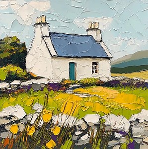 Ireland Painting White Cottage Original Art Abstract Landscape Impasto Oil Painting Small - Etsy