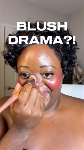 how I blend my blush to avoid blush blindness, seamless makeup tutorial for dark skin women pink