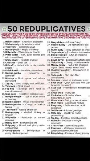 Reduplicative Words ✨. patterns in words!#EnglishLanguage #WordFun #Reduplication #LanguageLearning