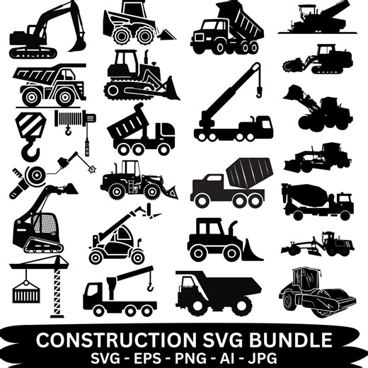 Construction Vehicle SVG Bundle, Vector Cut Files (digital Download) - Etsy