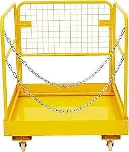Forklift Safety Cage 36"x36" for 1 or 2 People, Towallmark Forklift Man Basket 1200 Lbs, Foldable Work Platform for Changing Lights, Painting, Roof Repair, Tree Service