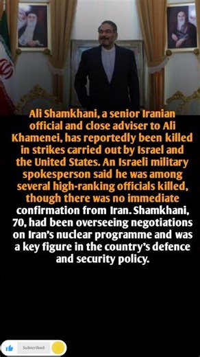 Senior Iranian Official Ali Shamkhani Reportedly Killed in US-Israel Strikes