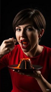 #Girl eating cake made of lava# AI Video)