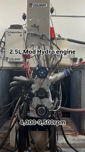 4.6K views · 340 reactions | This little 2.5L Mod Hydro engine runs pretty good. This pull is from 4,000-9,500rpm. At the end of the run you can see a small squirt of water back behind the exhaust from the absorber on the dyno. #esslingerpower #tstpower @bartelsfamilyracing @marissa_bartels11 @marinabartels11 | Esslinger Engineering | Facebook