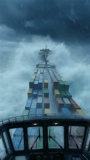 Massive Container Ship vs. Terrifying Rogue Wave 🌊