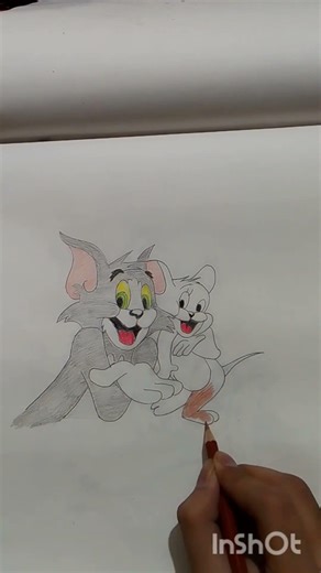 Easy step-by-step drawing of Jerry Mouse and Tom Cat 🎨🐱🐭