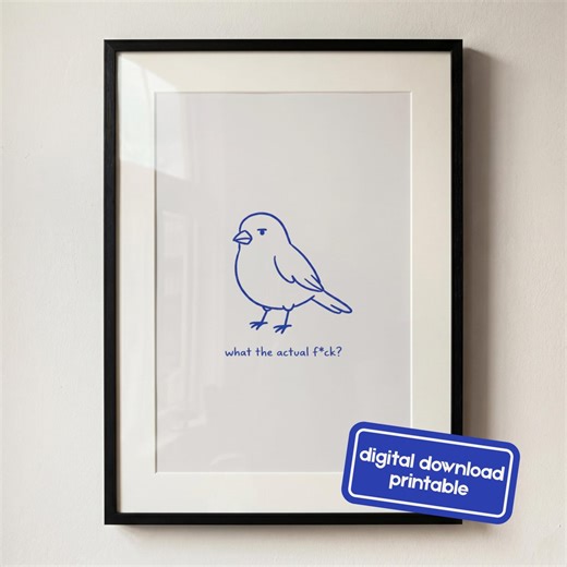 Funny Bird Wall Art Print, Minimalist Doodle Art, Gallery Wall Decor | Bedroom Wall Art, Quirky Animal Print — Digital Download - Etsy