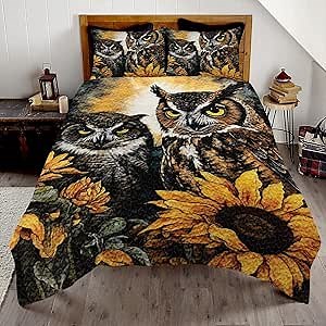 Customized Owl Quilt Pattern, Amazing Owls Quilts Queen Size, Twin Comforter Sets for Girls, Animal Bedding Queen Size, Toddler Bedding Set (Owl Style 02)