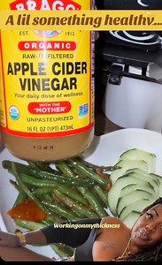 A lil something healthy.. string beans garlic and fire, roasted tomatoes.. cucumbers with apple cider vinegar.. and garlic, butter, lemon salmon #workingonmythickness @food reels | Working On My Thickness