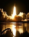 Shuttle Endeavour blasts into space on a sixteen day mission