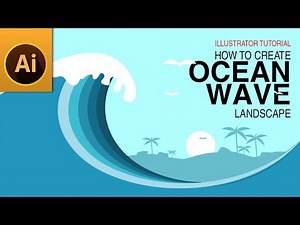 Create Vector Ocean Wave Landscape Illustration in Adobe Illustrator
