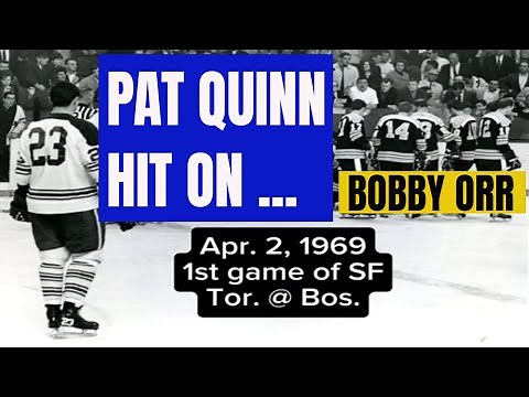Pat Quinn check on Bobby Orr 1969 NHL Stanley Cup playoffs Boston Garden Bruins Toronto Maple Leafs