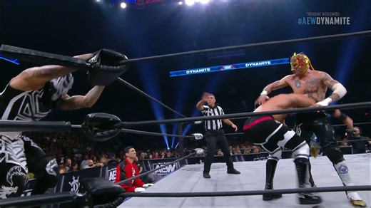Claudio Castagnoli with the giant swing on Fenix, capped off with a dropkick by Wheeler Yuta! Watch #AEWDynamite LIVE on TBS! | All Elite Wrestling