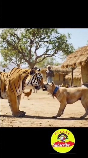 "Tiger Attacks Dog in Village – Brave People Try to Save#TigerAttack #tiger #WildlifeStory #PetDog