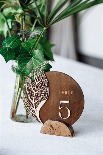 Rustic Wood Wedding Table Numbers • Leaf Design • Fall Decor - Etsy Australia