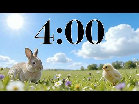 4 Minute Spring Timer | Cute Bunny & Chick Countdown 🐥 Easter Vibes, Focus Music, & Nature Sounds