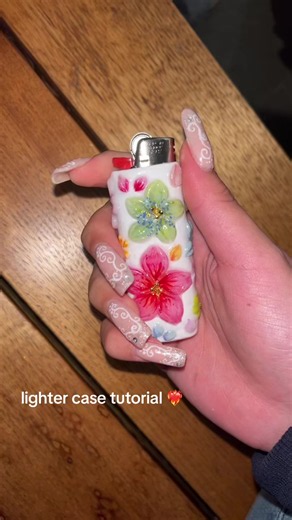 make a custom lighter case with me. nails at the start are @Avs._nails #custom #lighter #lightercase #fyp