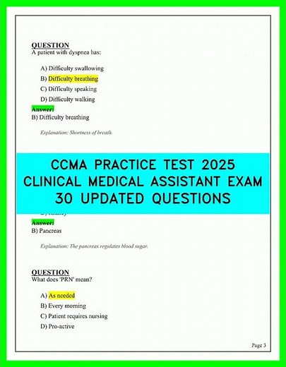 CCMA PRACTICE TEST 2025 CLINICAL MEDICAL ASSISTANT NEW 40 REAL QUESTIONS AND ANSWERS VIDEO 25 EXAM