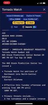 Tornado watch (TOA) EAS
