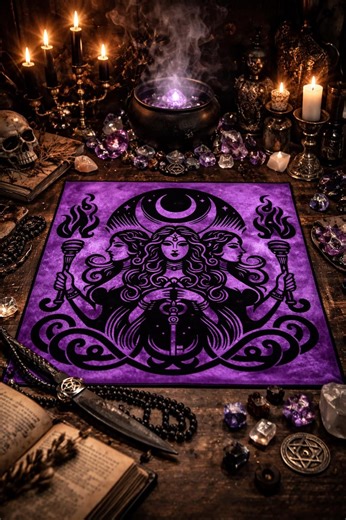 Hekate Altar Cloth | Witchcraft Crossroads Ritual Cloth | Pagan Goddess Tapestry | Shadow Work Spiritual Decor - Etsy UK