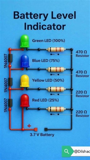 Battery Level Indicator 3.7 battery 🔋 @Dilshad0769