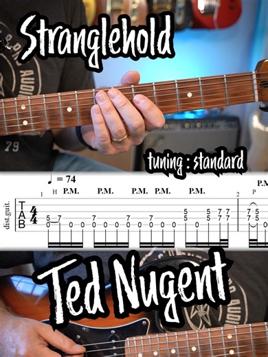 Stranglehold guitar riff by Ted Nugent with tabs. #tednugent #guitarist #guitartab #guitarplayer #guitarriff #guitarlessons #70smusic