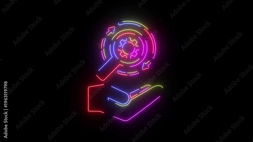 Time settings neon line icon seamless loop