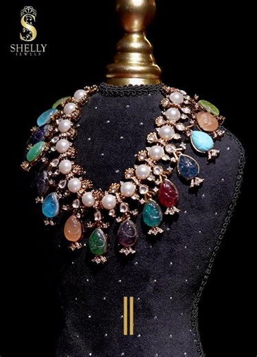 Rainbow Pearl Droplet Necklace #shellyjewels #indianjewellery #bridaljewellery #imitationjewellery