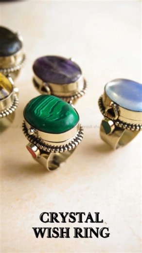 Shubhanjali on Instagram: "Crystal Wish Ring✨💍 A ring crafted with crystals to support your intentions. Each stone adds its own magic to your journey. Wear it daily for guidance, clarity, and strength. Let your wishes flow through crystal energy. ✨ #crystalwishring #crystaljewelryindia #intentionsetting #crystalenergy #healingcrystals #manifestationtools #crystalringlover #crystalvibes #spiritualaccessories #energyhealingjourney {crystal business, crystal products, exclusive crystals, na