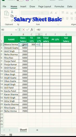 Salary Sheet 😎 in One Click | TA DA PF ESI Auto Calculate | Salary Sheet Full Trick #excel #salary