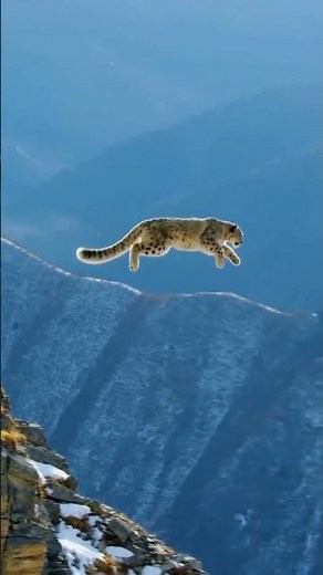 The Jumping Power Of A Snow Leopard | Wildlife Leopard Facts