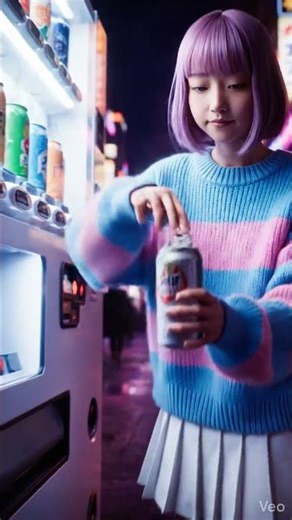 Neon Night in Tokyo | Anime Girl Dancing by a Vending Machine #shortvideo