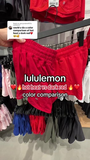 Replying to @spicycrabroll13 lululemon hot heat vs dark red color comparison ❤️🔥 #lululemon #lululemoncreator #lululemoncolorcomparison #lululemonhottyhots #lululemonhotheat #lululemondarkred @Gabi LeMoine #gabilemoine