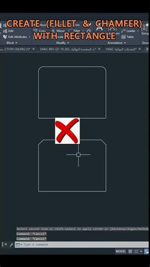 Rectangle With Various Options #Creat fillet & chamfer throw rectangle #autocadtips #lshortsviral
