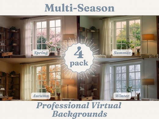 Beautiful Home Office Multi Season Virtual Background Bundle, Professional Zoom Backgrounds for Spring Summer Fall Winter, Teams Background - Etsy