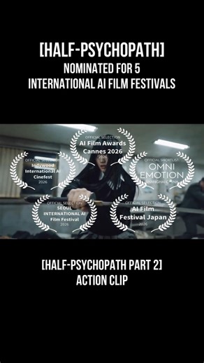 Nominated for 5 International AI Film Festivals. [Half-Psychopath] Part 2 | Action Clip. #kmovie