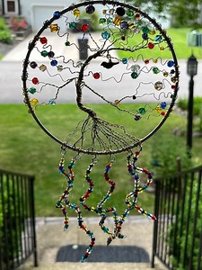Beaded Tree of Life Suncatcher: Bird Charm, Multi-color Wire - Etsy Canada