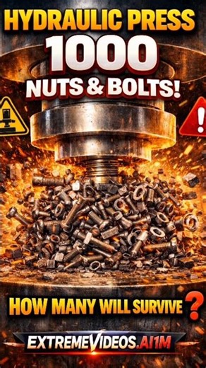 🚫HYDRAULIC PRESS 1000 NUTS BOLTS 🚫 #01_on_trending #nutboltscrush #engineer #hydraulicpresspower