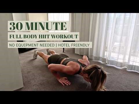 30 MIN HOTEL ROOM HIIT WORKOUT | Full Body No Equipment Travel Friendly