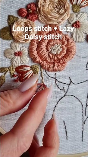 Loop stitch & lazy daisy flowers 🌸🧵Girl pattern ✨ #embroidery #tutorial #diy #handmade #craft #art